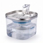 Pouncie Burble stainless steel pet water fountain on a white background