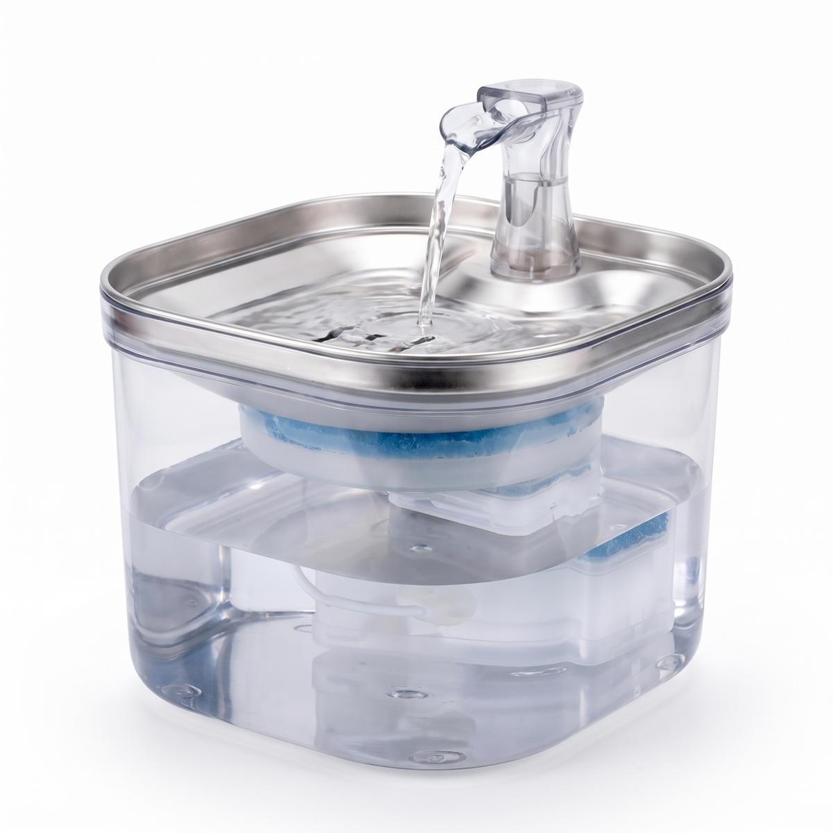 Pouncie Burble stainless steel pet water fountain on a white background