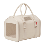 RoamNest sand canvas cat carrier bag on a white background